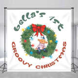 Allenjoy Christmas Wreath Custom 1St Groovy Birthday Backdrop