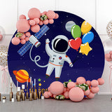 Allenjoy Circle Astronaut Satellite Galaxy Balloons Backdrop