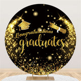 Allenjoy Circle Black Gold Congratulations Graduation Backdrop