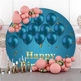 Allenjoy Circle Blue Balloons Gold Happy Birthday Backdrop