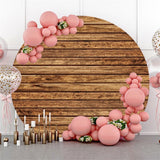 Allenjoy Circle Brown Stripe Wooden Happy Birthday Backdrop