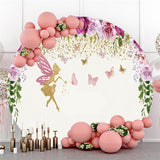 Allenjoy Circle Butterfly And Flower Happy Birthday Backdrop