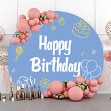 Allenjoy Circle Cake Doughnut Lollipop Blue Birthday Backdrop