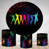 Allenjoy Circle Dancing People Black Birthday Party Backdrop