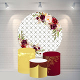 Allenjoy Circle Flower White Square Happy Birthday Backdrop