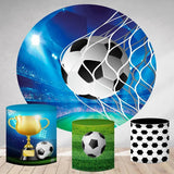 Allenjoy Circle Football Goals Round Happy Birthday Backdrop