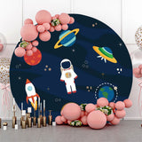 Allenjoy Circle Galaxy Planets Astronaut Rocket Boys Backdrop