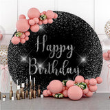 Allenjoy Circle Glitter And Silver Happy Birthday Backdrop