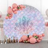 Allenjoy Circle Glitter Shell Mermaid Scale Birthday Backdrop