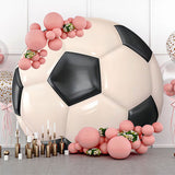 Allenjoy Circle Glossy Black White Football Birthday Backdrop