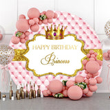 Allenjoy Circle Gold Glitter Happy Birthday Princess Backdrop