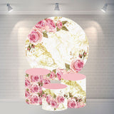 Allenjoy Circle Golden Texture Flower Happy Birthday Backdrop