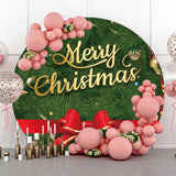 Allenjoy Circle Green Christmas Tree Happy Holiday Backdrop