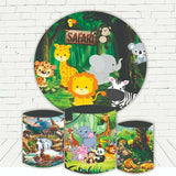 Allenjoy Circle Jungle Safari Animals Birthday Party Backdrop