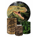 Allenjoy Circle Nature Dinosaur Round Birthday Backdrop Kit