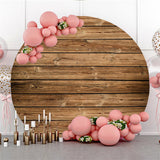 Allenjoy Circle Nature Simple Brown Wood Birthday Backdrops