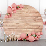 Allenjoy Circle Nature Wooden Texture Birthday Party Backdrop