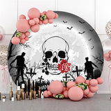 Allenjoy Circle Night Skull Graveyard Zombie Halloween Backdrop