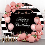 Allenjoy Circle Pink Balloons Stripe Happy Birthday Backdrop