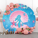 Allenjoy Circle Pink Blue Shell Mermaid Starfish Backdrop