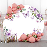 Allenjoy Circle Purple Butterfly Rose Happy Birthday Backdrop