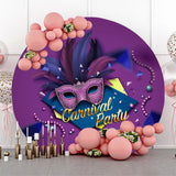 Allenjoy Circle Purple Feather Mask Carnival Party Backdrop