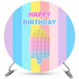 Allenjoy Circle Rainbow Pop It Birthday Round Backdrops