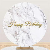 Allenjoy Circle Sipmle White Abstract Marbling Birthday Backdrop