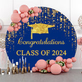 Allenjoy Circle Sparkle Golden Blue Happy Graduation Backdrop