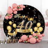 Allenjoy Circle Sparkles Balloons 40Th Happy Birthday Backdrop