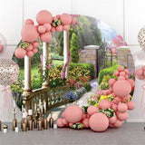 Allenjoy Circle Spring Flower Backyard Happy Holiday Backdrop