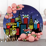 Allenjoy Circle Star Night High Builddings Birthday Backdrop