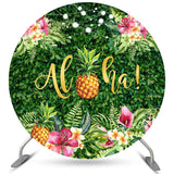 Allenjoy Circle Summer Aloha Pineapple Happy Birthday Backdrop