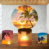 Allenjoy Circle Summer Beach Scenery Round Birthday Backdrop