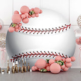 Allenjoy Circle Vivid White Red Baseball Birthday Backdrop