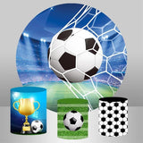 Allenjoy Circle White Black Football Happy Birthday Backdrop