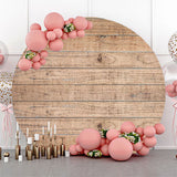 Allenjoy Circle Wooden Textured Simple Baby Shower Backdrop