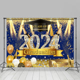 Allenjoy Class 2024 Blue Gold Sparkle Graduation Backdrop