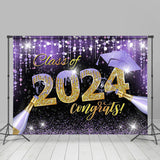 Allenjoy Class Of 2024 Congrats Purple Graduation Backdrop