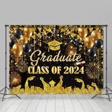 Allenjoy Class Of 2024 Gold Glitter Backdrop Graduate