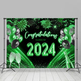 Allenjoy Class Of 2024 Green Balloons Graduation Backdrop