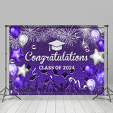 Allenjoy Class Of 2024 Purple Silver Graduation Backdrop