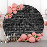 Allenjoy Classic Black Brick Wall Round Backdrop Birthday