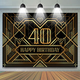 Allenjoy Classic Lines Black Happy 40Th Birthday Backdrop