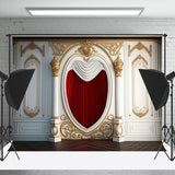 Allenjoy Classic White Wall Red Curtain Photography Backdrop