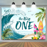 Allenjoy Coconut Palm Surfing Spindrift 1St Birthday Backdrop