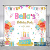 Allenjoy Colorful Gift Balloon Cake Custom Birthday Backdrop