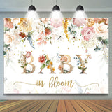 Allenjoy Colroful Flowers Little Stars Baby Shower Backdrop