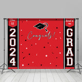 Allenjoy Congrats 2024 Grad Black Red Graduation Backdrop