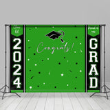 Allenjoy Congrats Bright Green Star Black Graduation Backdrop